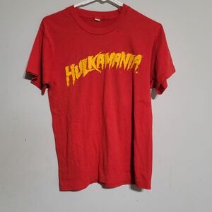 Vtg 80s Red Hulk Hogan Hulkamania T-Shirt Sz S Wrestling WWF Single Stitch Small